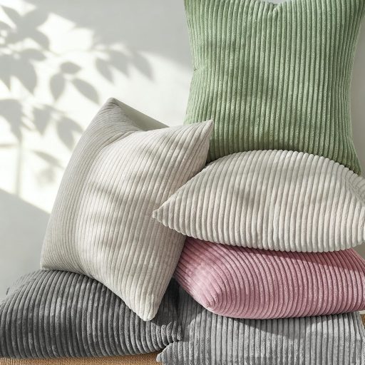 Topfinel Párnahuzat 50x50 cm Szürke Kordbársony Csíkos Minta 2 db