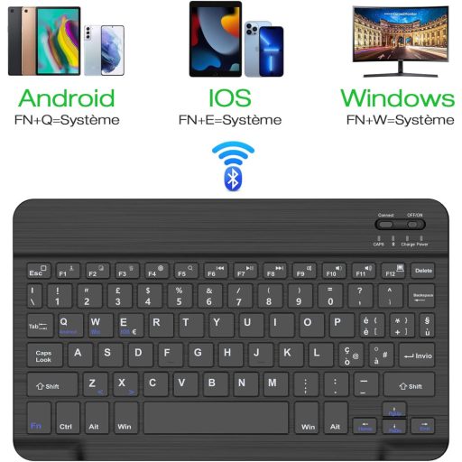 JADEMALL Bluetooth Wireless Billentyűzet iPad Pro/Air/Tablet Lenovo/Samsung/Huawei Fekete