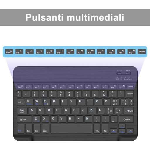 JADEMALL Bluetooth Wireless Billentyűzet iPad Pro/Air/Tablet Lenovo/Samsung/Huawei Fekete