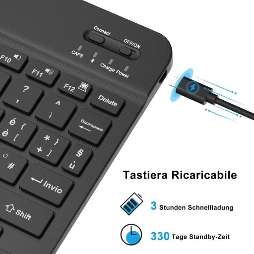 JADEMALL Bluetooth Wireless Billentyűzet iPad Pro/Air/Tablet Lenovo/Samsung/Huawei Fekete