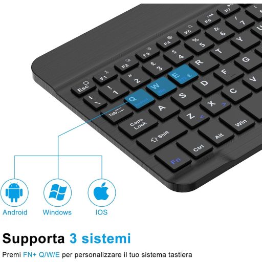 JADEMALL Bluetooth Wireless Billentyűzet iPad Pro/Air/Tablet Lenovo/Samsung/Huawei Fekete