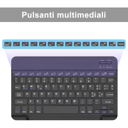 JADEMALL Bluetooth Wireless Billentyűzet iPad Pro/Air/Tablet Lenovo/Samsung/Huawei Fekete