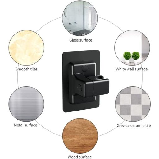 YUANQIAN Zuhanyfej tartó falra szerelhető állítható fekete fürdőszobai konzol