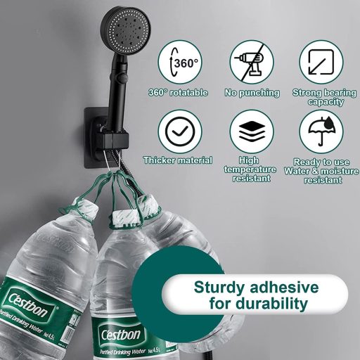 YUANQIAN Zuhanyfej tartó falra szerelhető állítható fekete fürdőszobai konzol