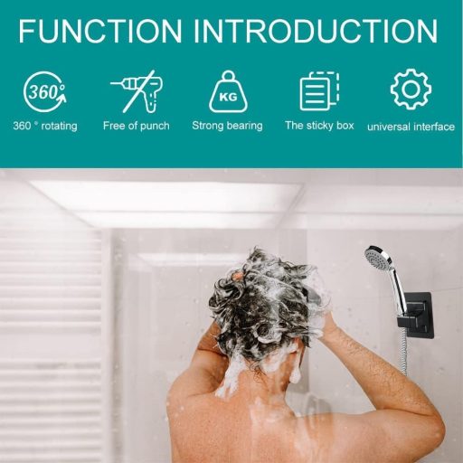 YUANQIAN Zuhanyfej tartó falra szerelhető állítható fekete fürdőszobai konzol