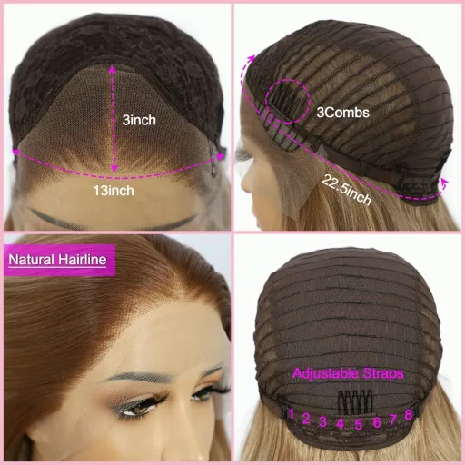 Sapphirewigs Szőke Melírozott Paróka - 66 cm Hullámos Műhaj Balayage Hatással, Csipke Első Rész, Hőálló Szintetikus Rost, Természetes Megjel