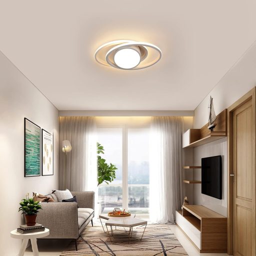 DAXGD Lampă LED de Plafon Modernă, 39W, Albă, Design Planetă, Alb Cald 3000K
