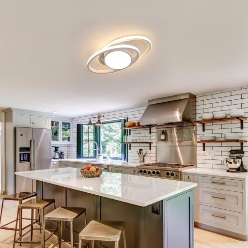 DAXGD Lampă LED de Plafon Modernă, 39W, Albă, Design Planetă, Alb Cald 3000K