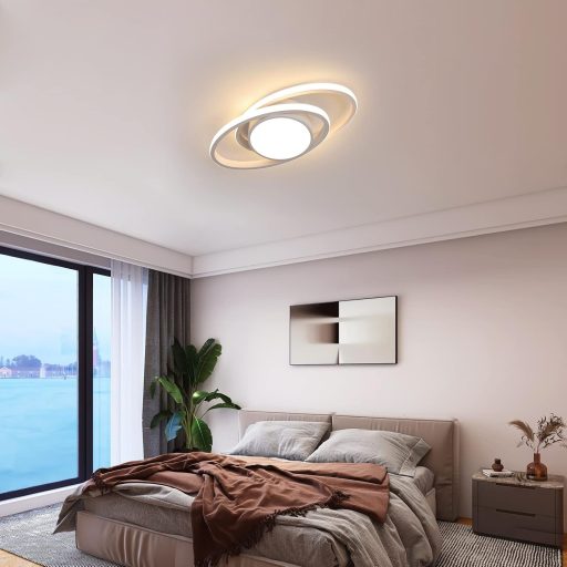 DAXGD Lampă LED de Plafon Modernă, 39W, Albă, Design Planetă, Alb Cald 3000K