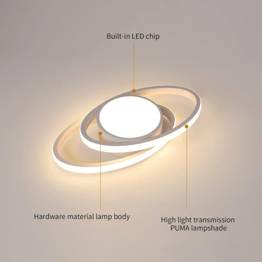 DAXGD Lampă LED de Plafon Modernă, 39W, Albă, Design Planetă, Alb Cald 3000K