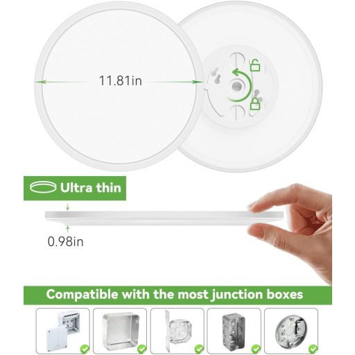 zemty 2db 30cm LED Mennyezeti Lámpa 28W 3200lm Vékony Dizájn 3 Színhőmérséklet