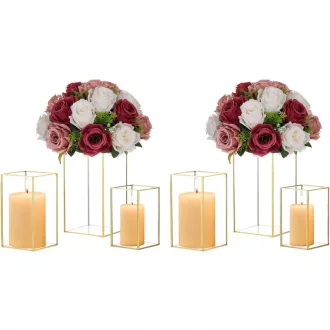   Dekoratívna zlatá lampa Hewory, súprava veľkých sklenených lampášov, dekorácia do záhrady a interiéru