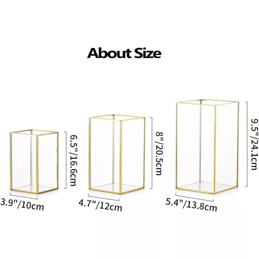 Dekoratívna zlatá lampa Hewory, súprava veľkých sklenených lampášov, dekorácia do záhrady a interiéru