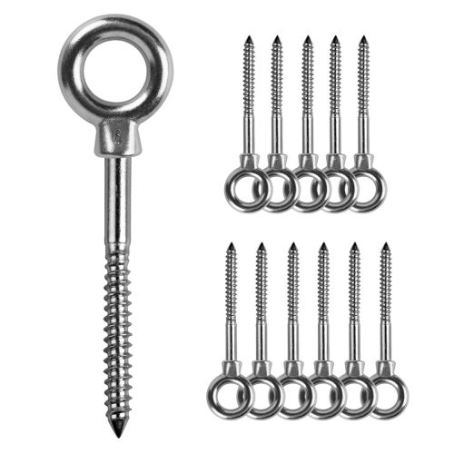 LALAGO 12 buc. Șurub cu ochi M6 x 60 mm | Șurub cu inel din oțel inoxidabil 304 | Cârlig filetat pentru suspendare, perete, tavan