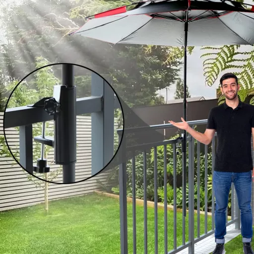 LEcylankEr Držač za suncobran za balkon, montaža na ogradu, vanjski stalak.