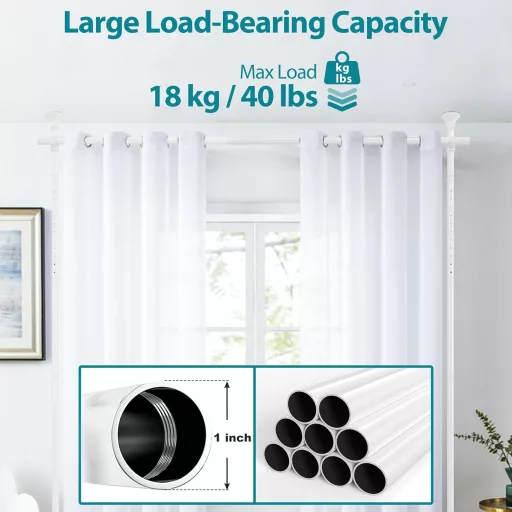 DAKEPOLE Cadru separator de cameră ajustabil - Bară flexibilă metalică pentru perdea, pentru living, dormitor, birou - 178 cm × 317 cm, Alb