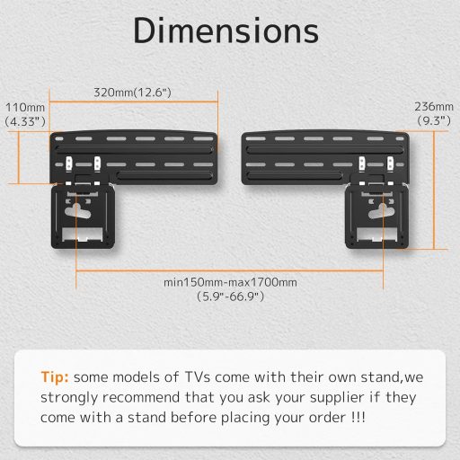 PUTORSEN Ultra Slim Fali TV Tartó Samsung 43-85" Tévéhez, Max 60kg, VESA 1700x800
