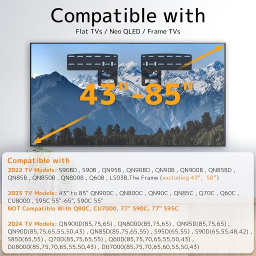 Suport TV de perete ultra-subțire PUTORSEN pentru televizoare Samsung de 43-85", max. 60 kg, VESA 700x800