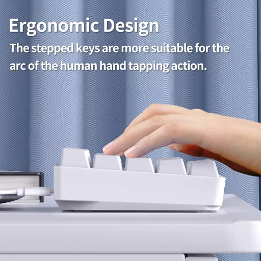 TMKB T68se 60% Mechanikus Gaming Billentyűzet USB Kábellel, Blue Switch, Fehér