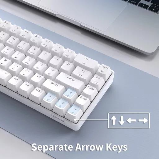 TMKB T68se 60% Mechanikus Gaming Billentyűzet USB Kábellel, Blue Switch, Fehér