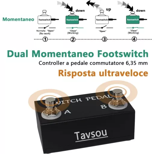 Tavsou Dual Switch Gitár Effekt Pedál TRS Kábellel 6.35mm