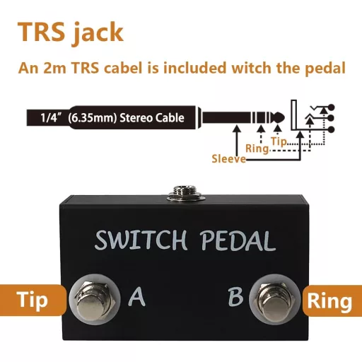 Tavsou Dual Switch Gitár Effekt Pedál TRS Kábellel 6.35mm