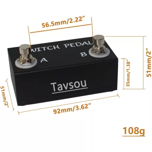 Tavsou Dual Switch Gitár Effekt Pedál TRS Kábellel 6.35mm