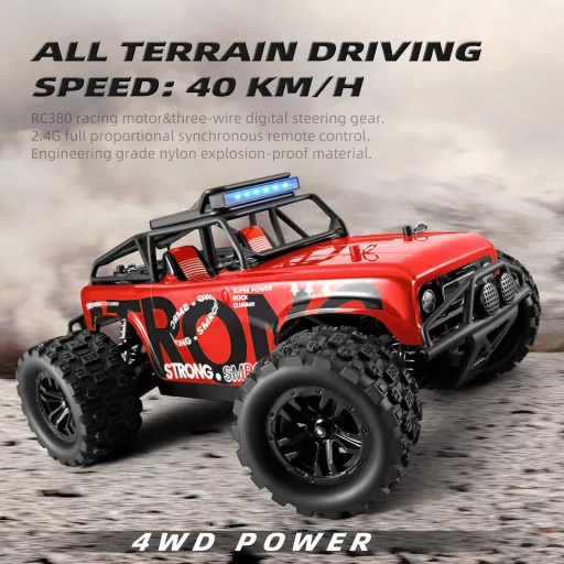 SupKonXi Távirányítós Autó 1:18 - 40 km/h Sebesség, 4WD Terepjáró Monster Truck, 2 Akkumulátor 60 Perc Játékidő, Gyerekeknek és Tiniknek, Pi
