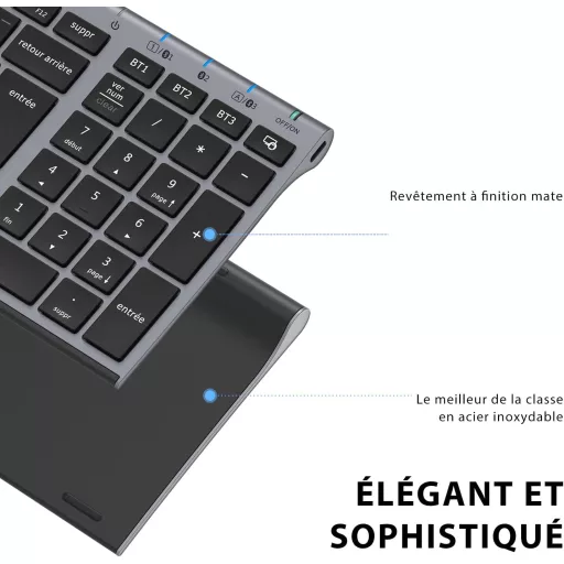Tastatură Bluetooth Wireless iClever BK10 - Compatibilitate Universală cu Dispozitive iOS/Android/Windows, Taste cu Profil Scăzut, F