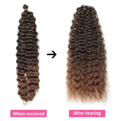 Dsoar 22 Inch Deep Twist Crochet, 3 Pachete, Extensii de Păr Sintetic Ocean Wave