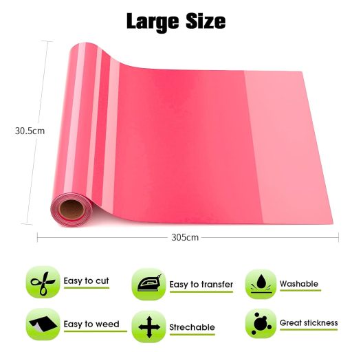 Asoway Flex Film Plotter Textil Neon Rózsaszín Hőátadó Vinyl 30,5x305cm