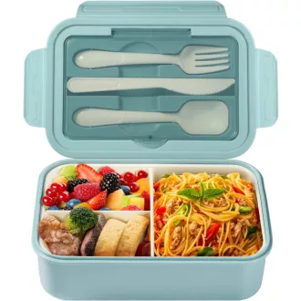   Diboniur Bento Box 1400ml Evőeszközzel Mikrózható Mosogatógépálló Kék