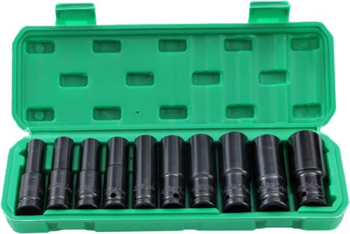 Set de chei tubulare adânci Katsu 1/2", 10 buc. (8-24 mm) - Oțel S2, pentru cheie de impact, pentru montaj auto, moto, ateliere, cu geantă de transport