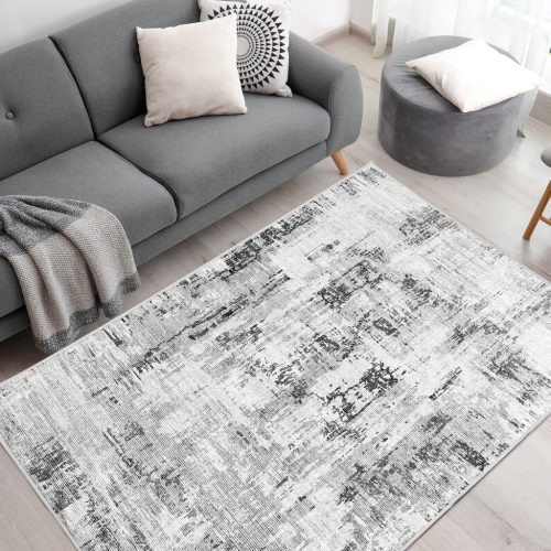Vamcheer Modern Rövid Szálú Szőnyeg Nappali és Hálószoba Részére - Mosható, Csúszásgátló Boho Szőnyeg, 160x230 cm, Szürke