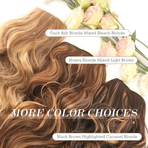 FESHFEN dlhé vlnité nadpájané vlasy, 50 cm, medovo-svetlohnedé, syntetické