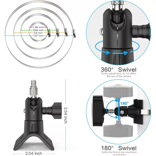 Akoemxeeo Univerzális Tartókonzol Blink Kamerákhoz - Esőcsatornára, Csőre Szerelhető, 360° Forgatható, Kültéri/Beltéri Használatra
