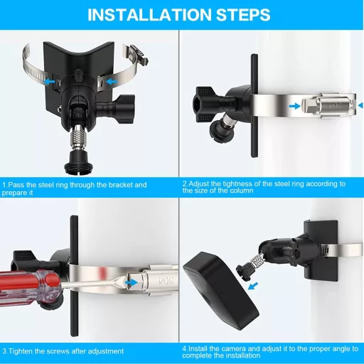 Akoemxeeo Univerzális Tartókonzol Blink Kamerákhoz - Esőcsatornára, Csőre Szerelhető, 360° Forgatható, Kültéri/Beltéri Használatra