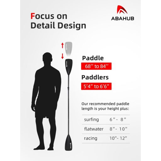 Abahub 2 az 1-ben Állítható SUP és Kajak Evező Alumínium Nyéllel - Könnyű, Úszóképes, Utazásbarát Paddleboard Lapát Kezdőknek
