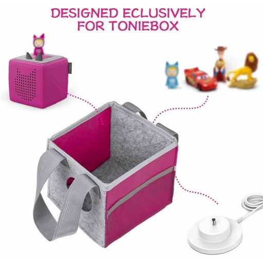 Vicloon Toniebox táska rózsaszín hordozható tárolódoboz fogantyúval