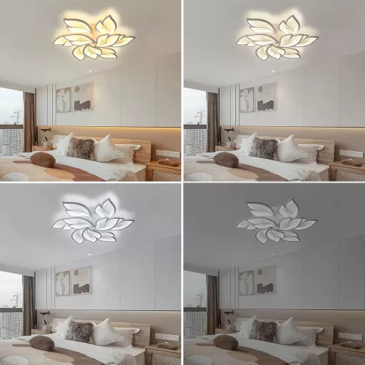 LED stropné svietidlo Sky angle s diaľkovým ovládaním - Dizajn v tvare kvetu, stmievateľné, 9-hlavé, priemer 84 cm, osvetlenie do obývačky a spálne