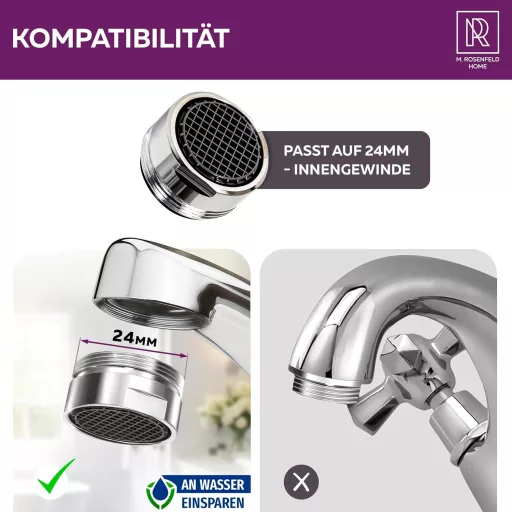 M. ROSENFELD Víztakarékos Csapszűrő M24 - Króm Perlátor Konyhai és Fürdőszobai Csapokhoz, Vízkőgátló Golyós Szűrővel, 5l/perc

AI: I've crea