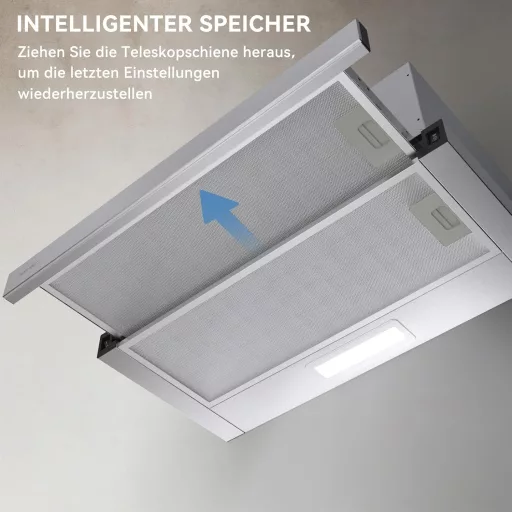 Hermitlux 60 cm digestor s LED osvetlením, výkon odsávania 360 m³/h, filter s aktívnym uhlím