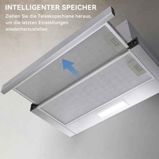 Hermitlux 60 cm-es Páraelszívó LED Világítással, 360 m³/h Szellőzés, Aktívszén Szűrő