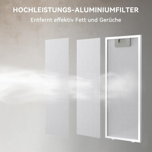 Hermitlux 60 cm-es Páraelszívó LED Világítással, 360 m³/h Szellőzés, Aktívszén Szűrő