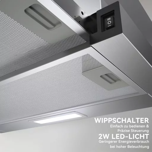 Hermitlux 60 cm digestor s LED osvetlením, výkon odsávania 360 m³/h, filter s aktívnym uhlím