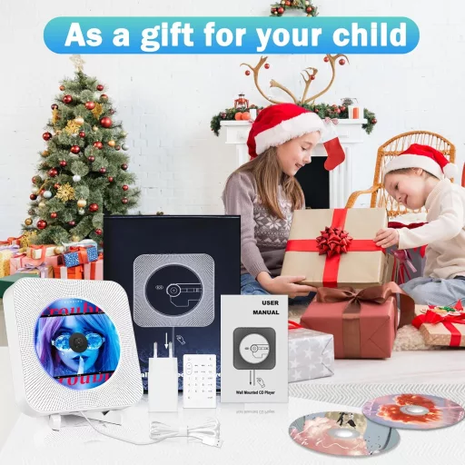 MAITE Falra szerelhető Bluetooth CD lejátszó HiFi hangszórókkal - FM rádió, USB, AUX bemenet, fejhallgató csatlakozó, távirányító, húzókapcs