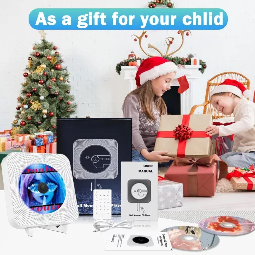 MAITE Falra szerelhető Bluetooth CD lejátszó HiFi hangszórókkal - FM rádió, USB, AUX bemenet, fejhallgató csatlakozó, távirányító, húzókapcs
