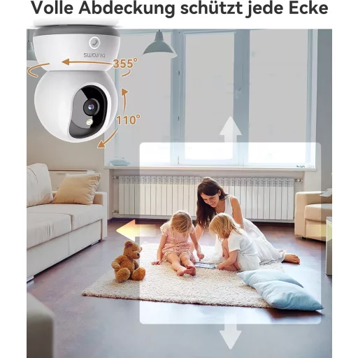 Blurams 360°-os 2K WiFi beltéri kamera, Alexa-kompatibilis, éjjellátó, háziállat figyelő