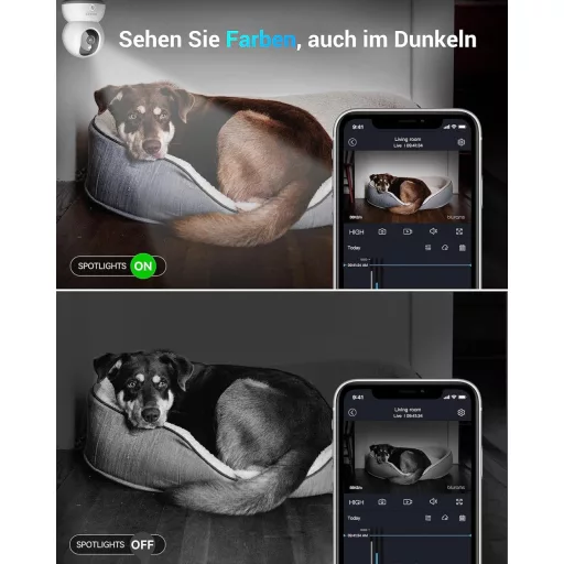 Blurams 360°-os 2K WiFi beltéri kamera, Alexa-kompatibilis, éjjellátó, háziállat figyelő