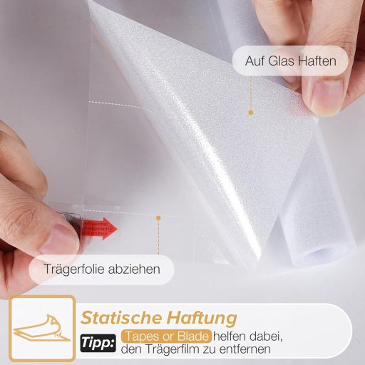 rabbitgoo Folie pentru geamuri, efect satinat, aspect sticlă, 75x200cm, autoadezivă, opacă pentru intimitate.